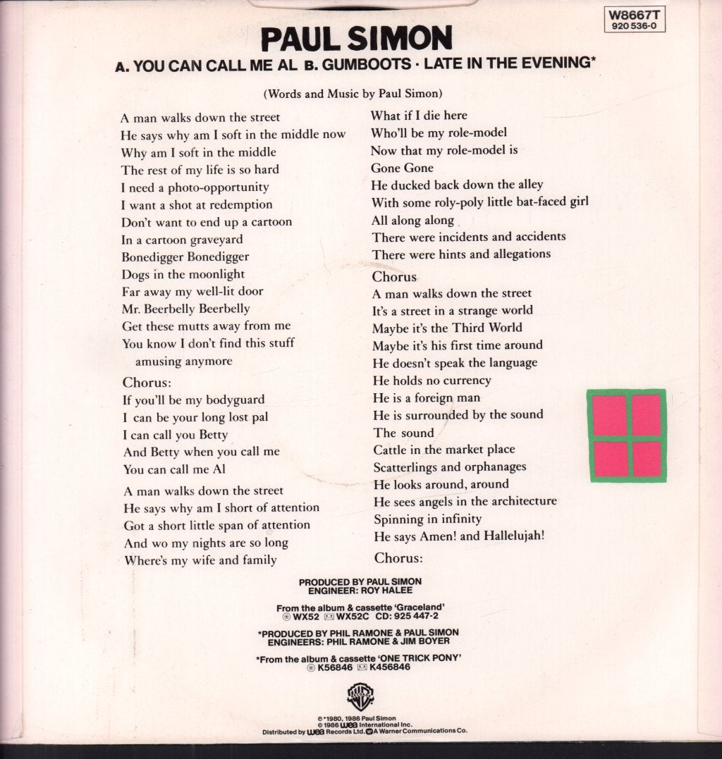 Paul Simon - You Can Call Me Al - 12 Inch