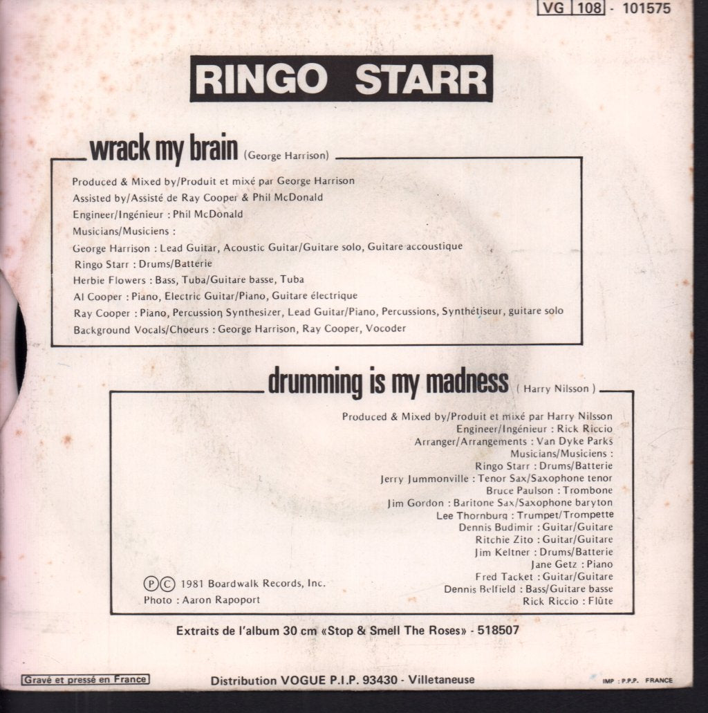 Ringo Starr - Wrack My Brain - 7 Inch