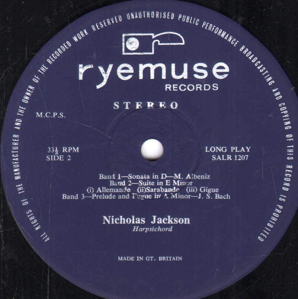 Nicholas Jackson - A Harpsichord Recital - Lp
