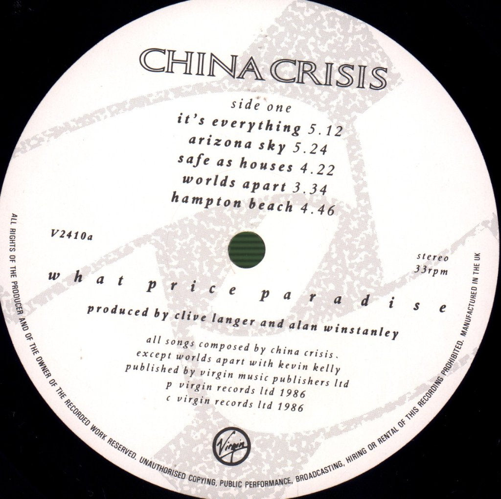 China Crisis - What Price Paradise - Lp