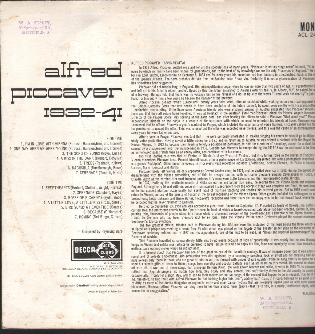 Alfred Piccaver - Alfred Piccaver 1932 - 41 - Lp