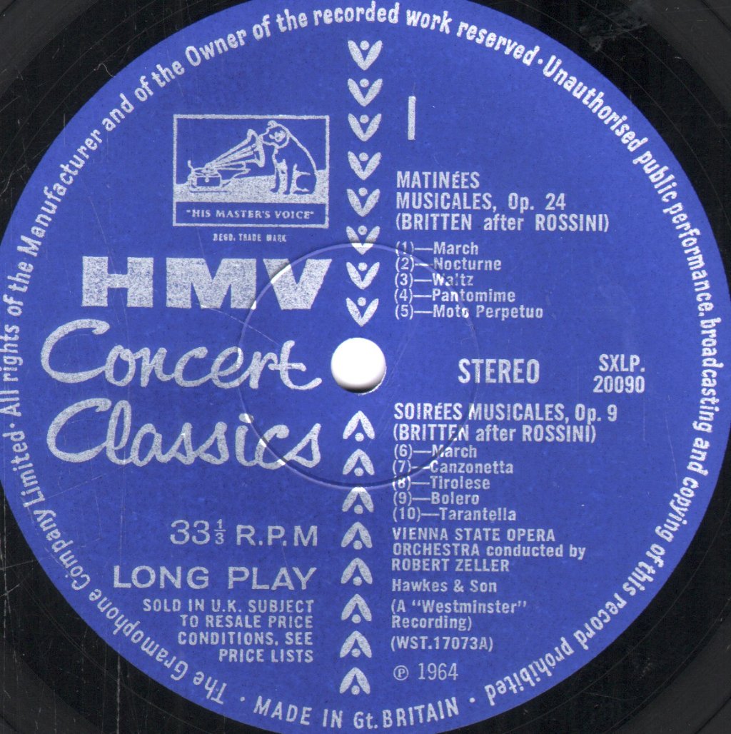 Robert Zeller / Vienna State Opera Orchestra - Britten Matinees & Soirees Musicales - Lp