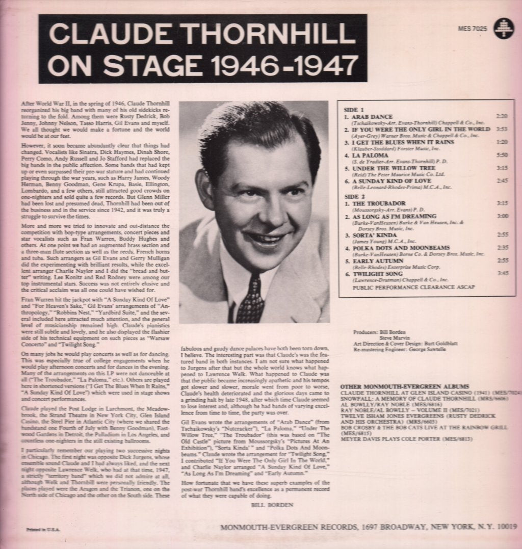 Claude Thornhill - On Stage 1946 - 1947 - Lp