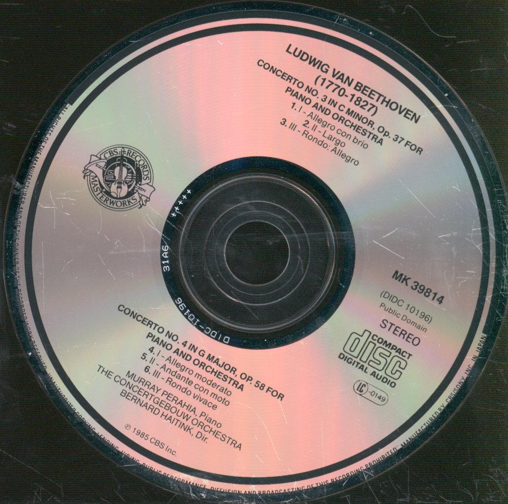 Murray Perahia, Concertgebouw Orchestra, Bernard Haitink - Beethoven - Piano Concertos Nos. 3 & 4 - Cd