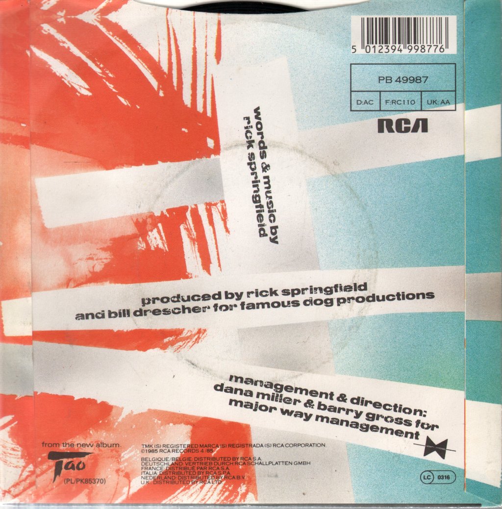 Rick Springfield - Celebrate Youth - 7 Inch