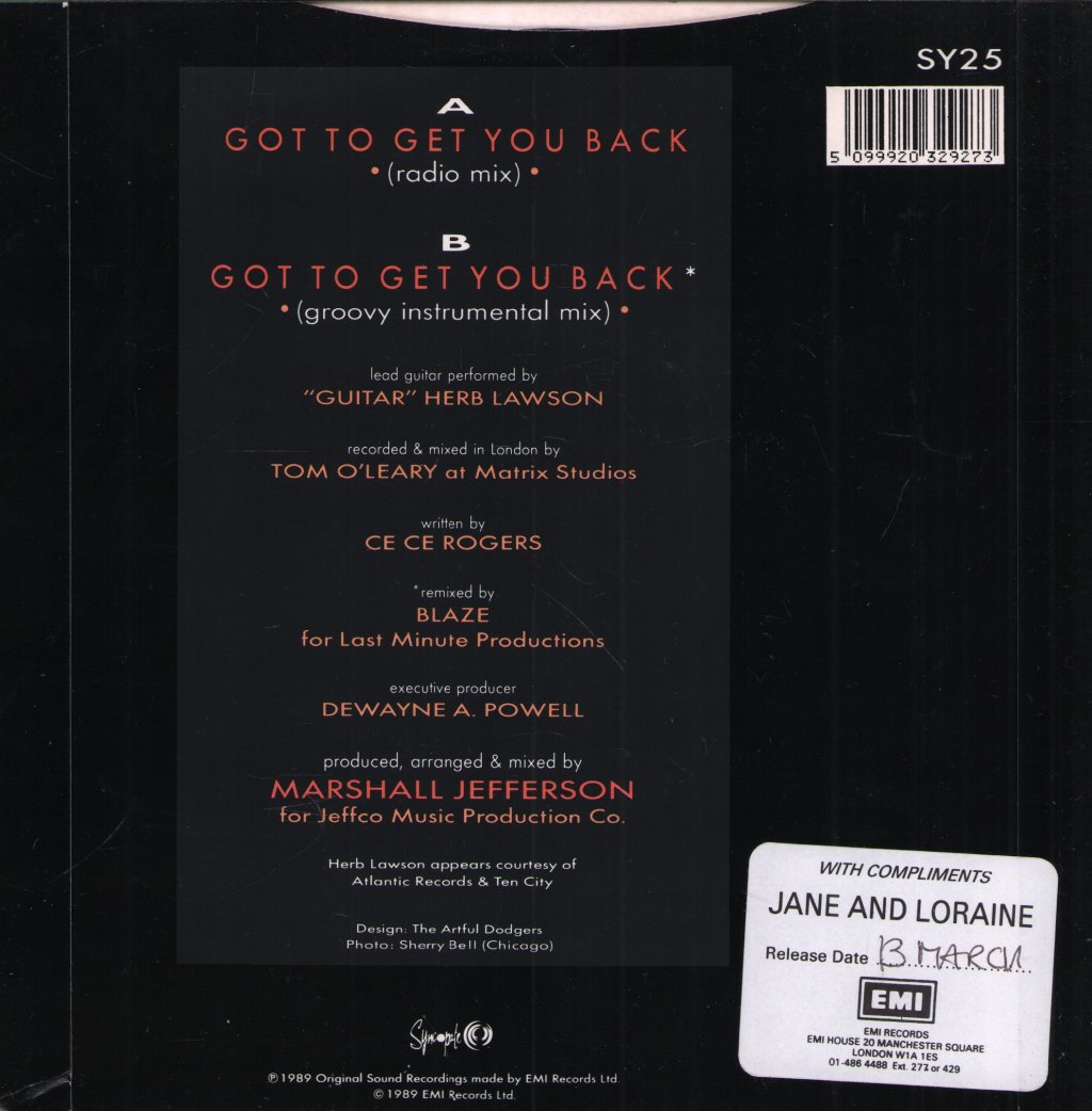 Kym Mazelle - Got To Get You Back - 7 Inch