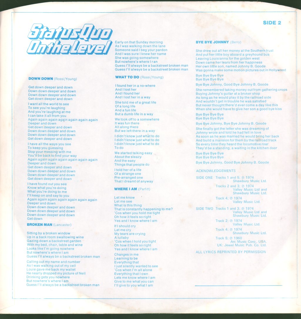 Status Quo - On The Level - Lp