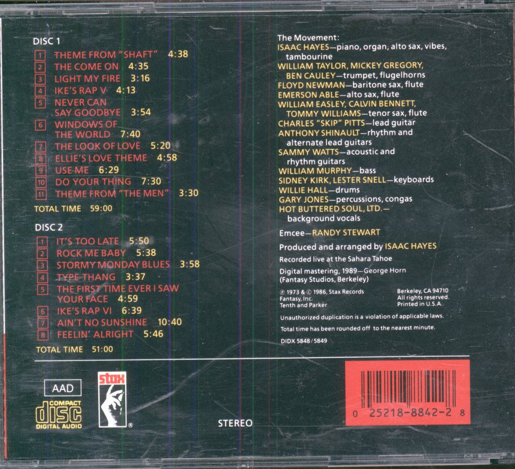 Isaac Hayes - Live At The Sahara Tahoe - Double Cd