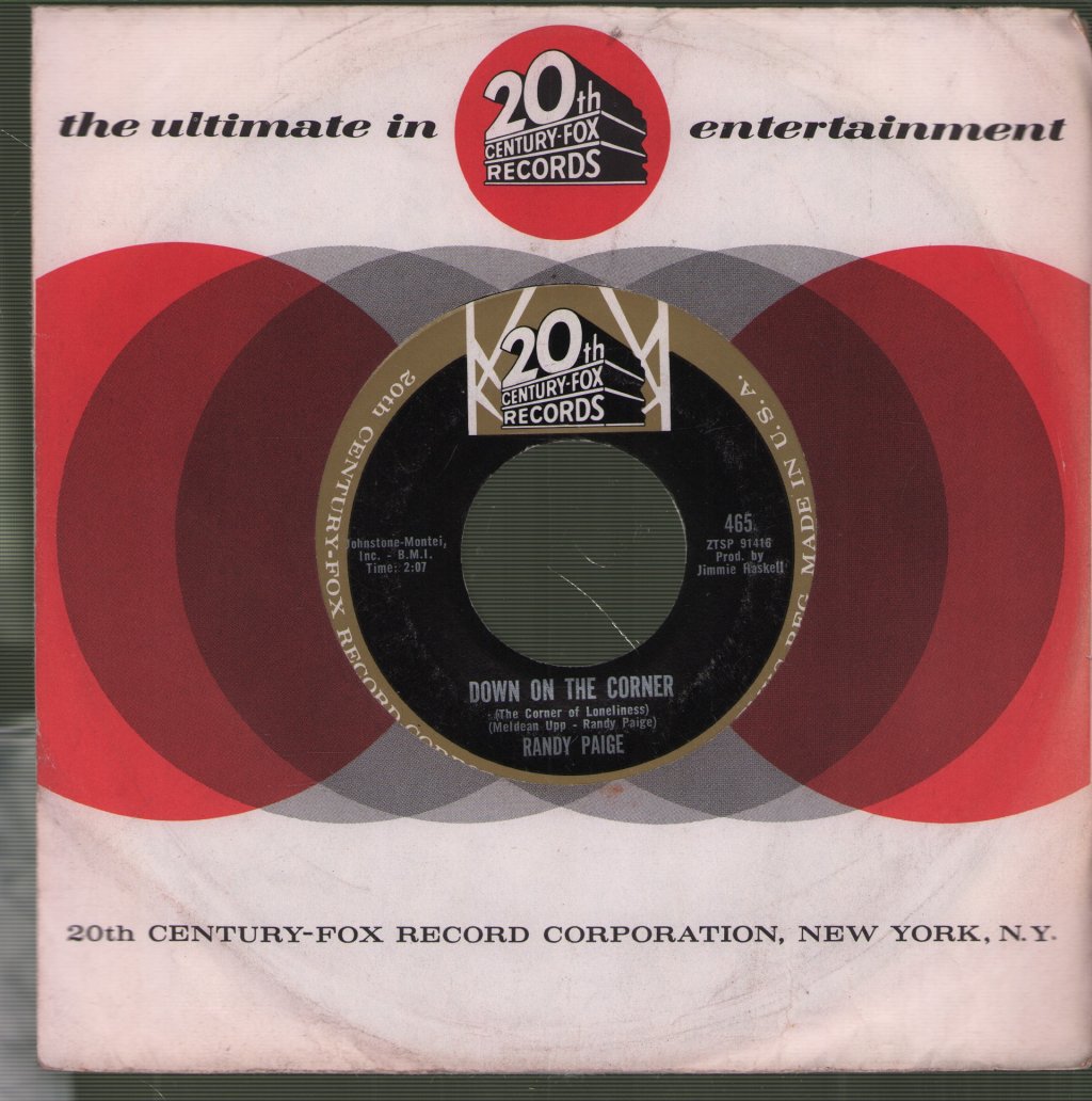 Randy Paige - Down On The Corner - 7 Inch