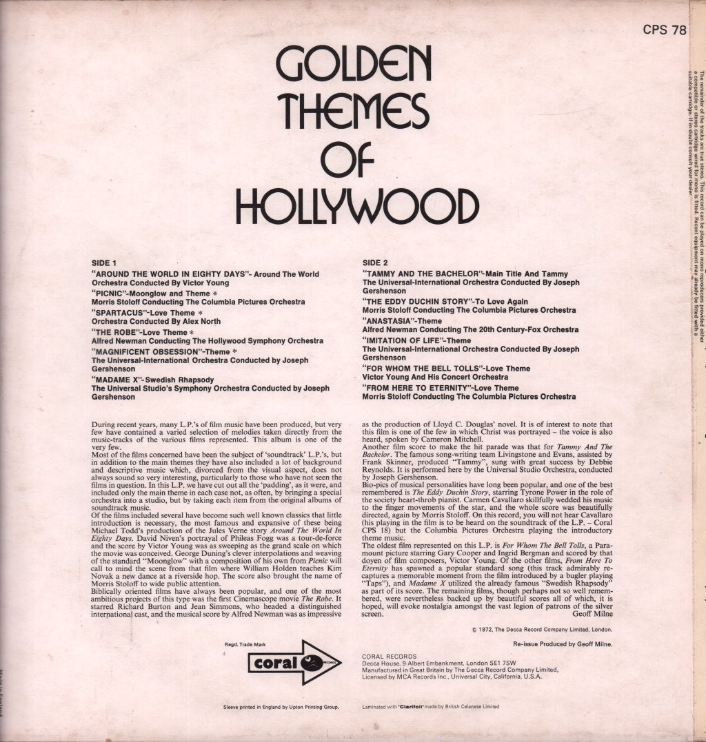 Various Artists - Golden Themes Of Hollywood - Lp