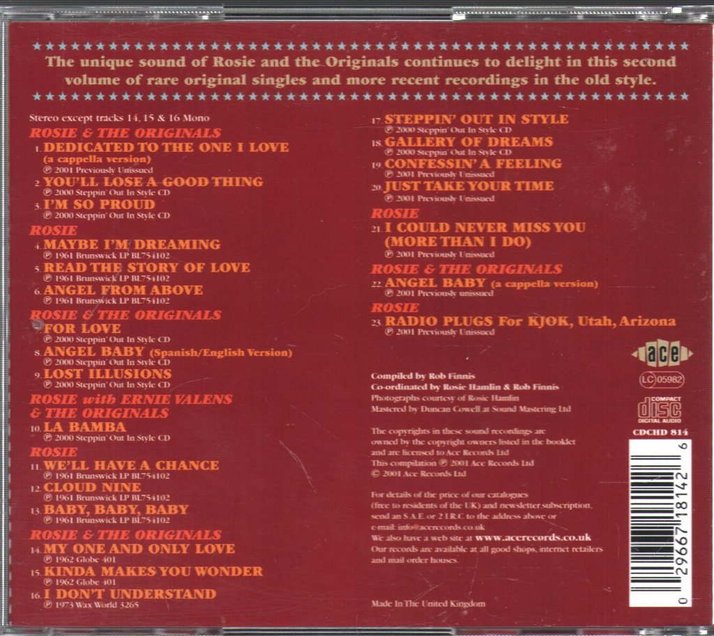 Rosie & The Originals - Angel Baby Revisited - Cd