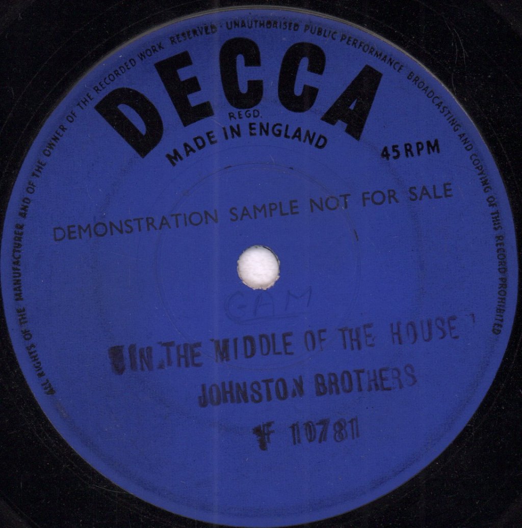 Johnston Brothers - In The Middle Of The House - 7 Inch