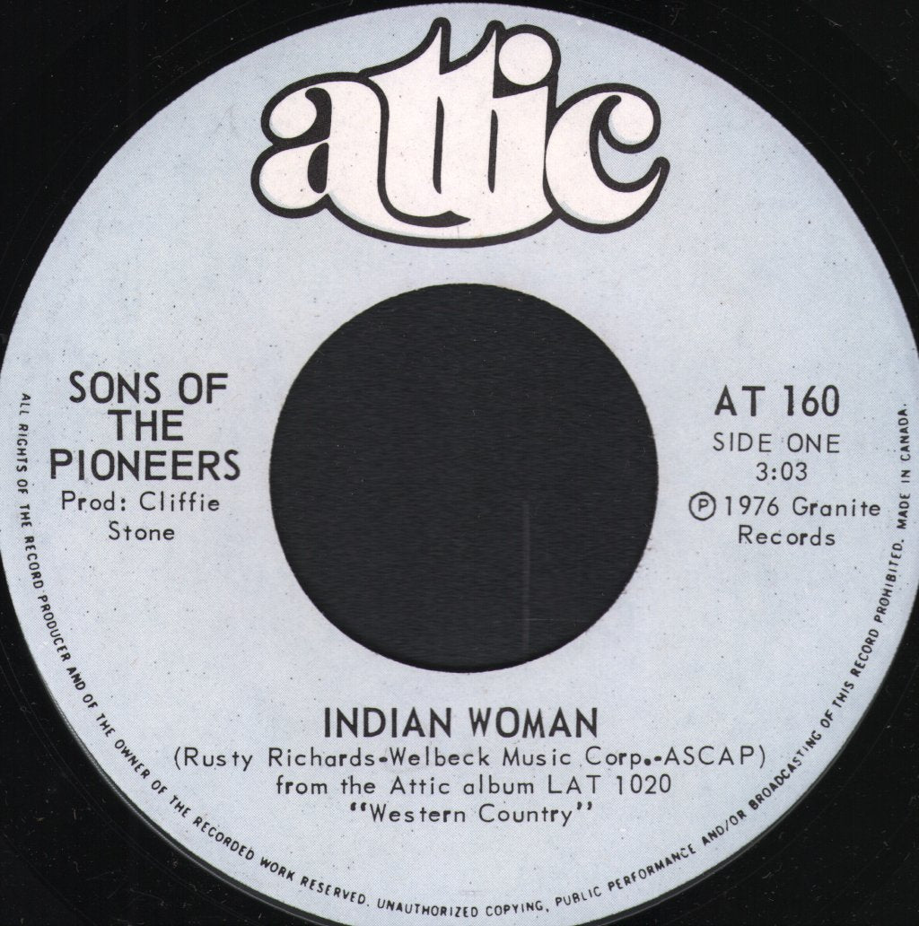 Sons Of The Pioneers - Indian Woman - 7 Inch