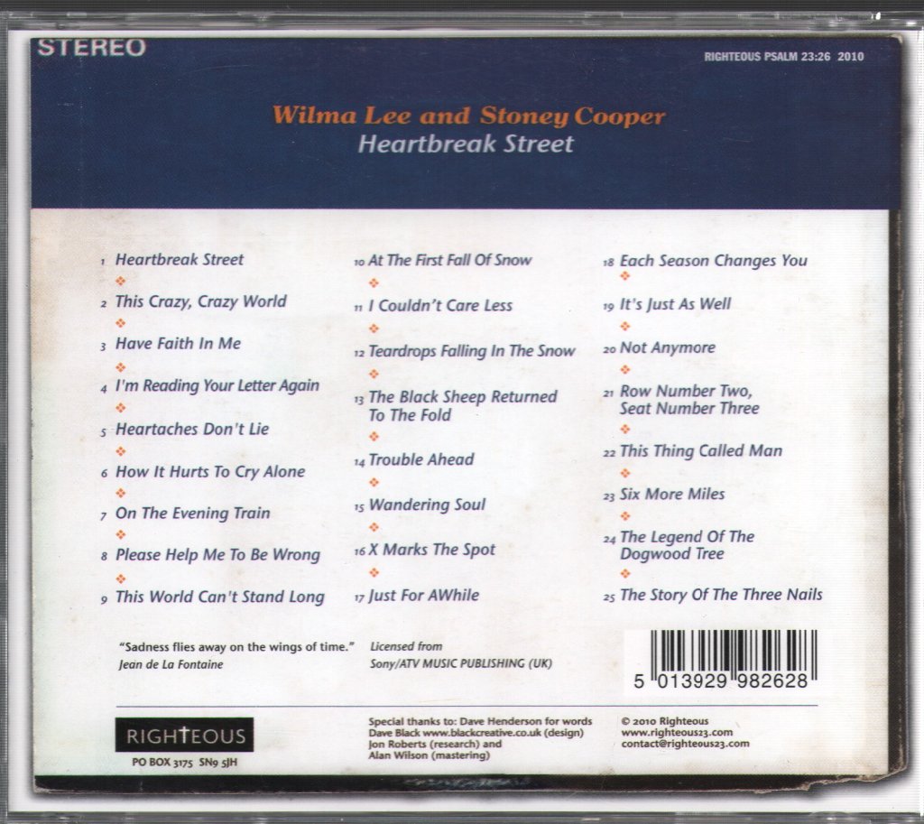 Wilma Lee And Stoney Cooper - Heartbreak Street - Cd