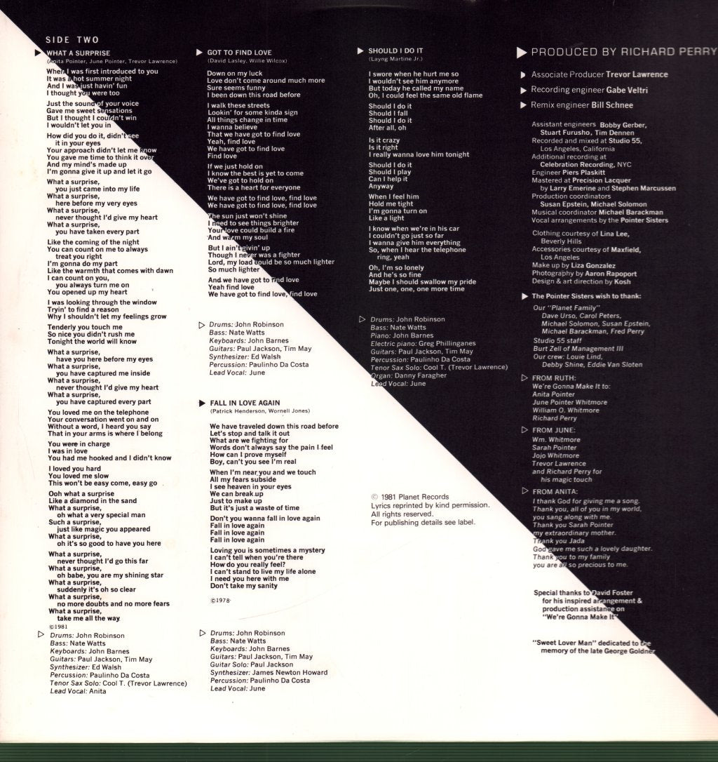 Pointer Sisters - Black And White - Lp