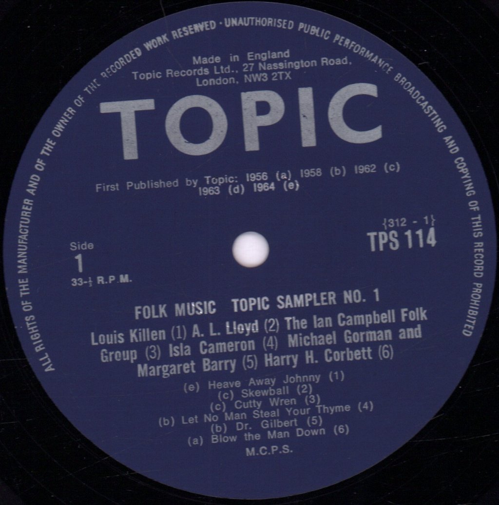 Topic Sampler No. 1 - Folk Songs - Lp