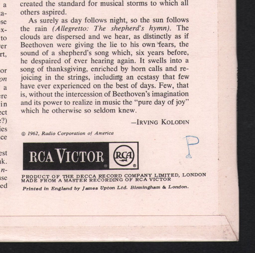 Fritz Reiner / Chicago Symphony Orchestra - Beethoven - "Pastoral" Symphony - Lp
