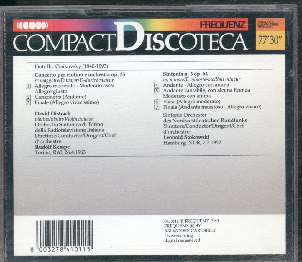 David Oistrach, Leopold Stokowski - Claikovsky - Concerto In Re Maggiore Per Violino E Orchestra Op.35 / Sinfonia N.5 In Mi Minore Op.64 - Cd