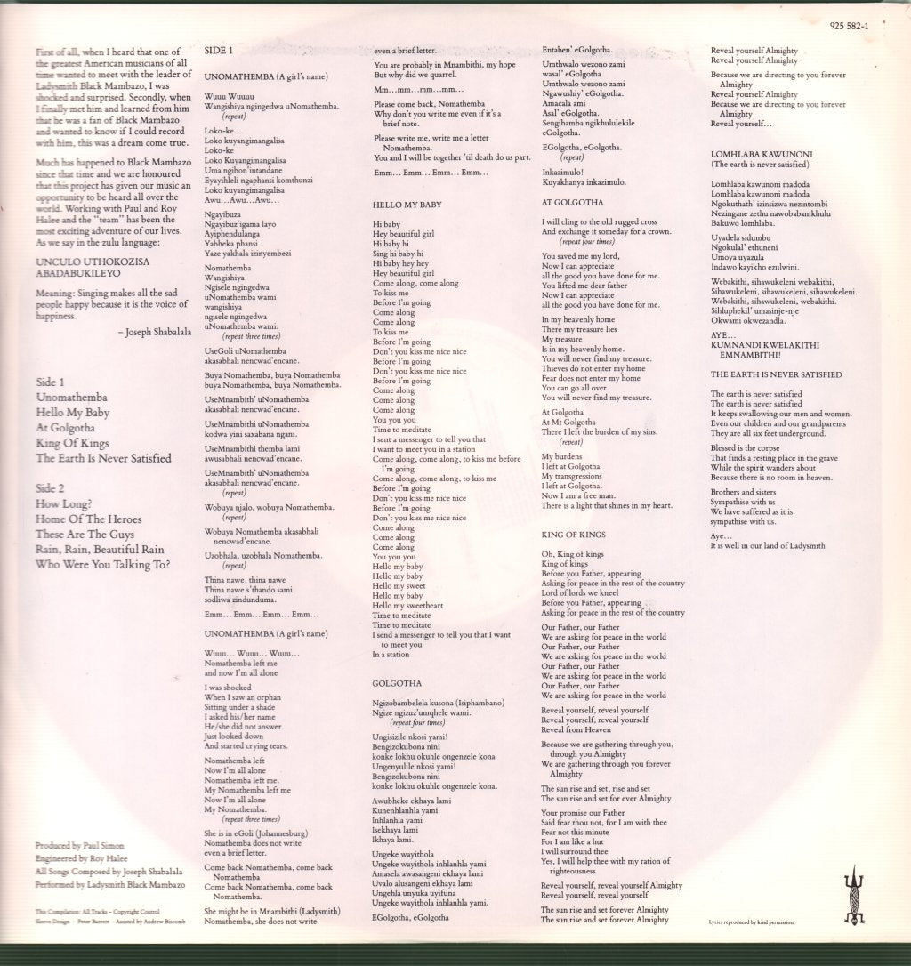 Ladysmith Black Mambazo - Shaka Zulu - Lp