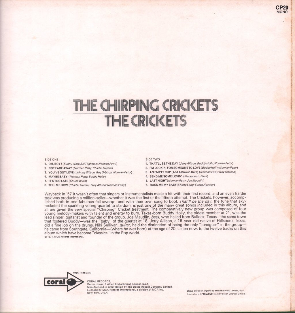 Crickets - Chirping Crickets - Lp