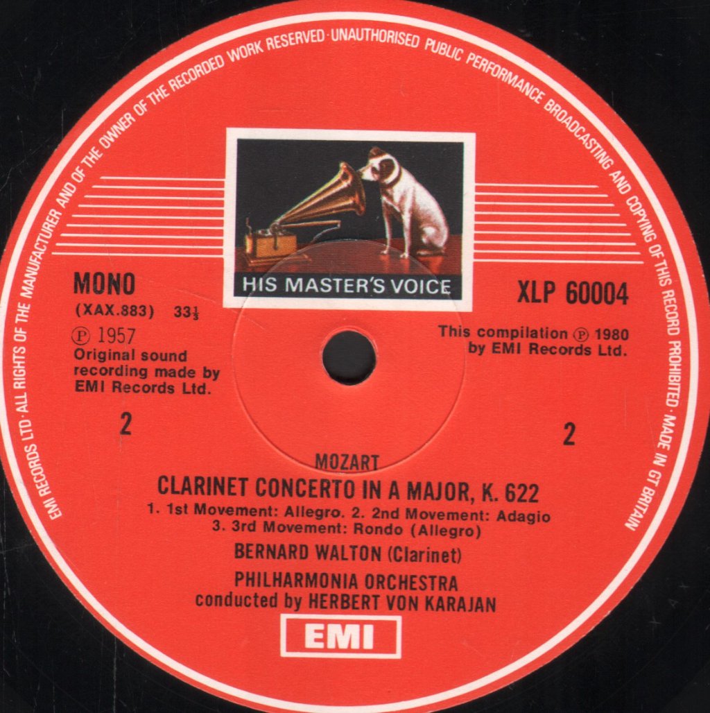 Herbert Von Karajan / Philharmonia Orchestra - Mozart - Sinfonia Concertant in E flat / Clarinet Concerto - Lp