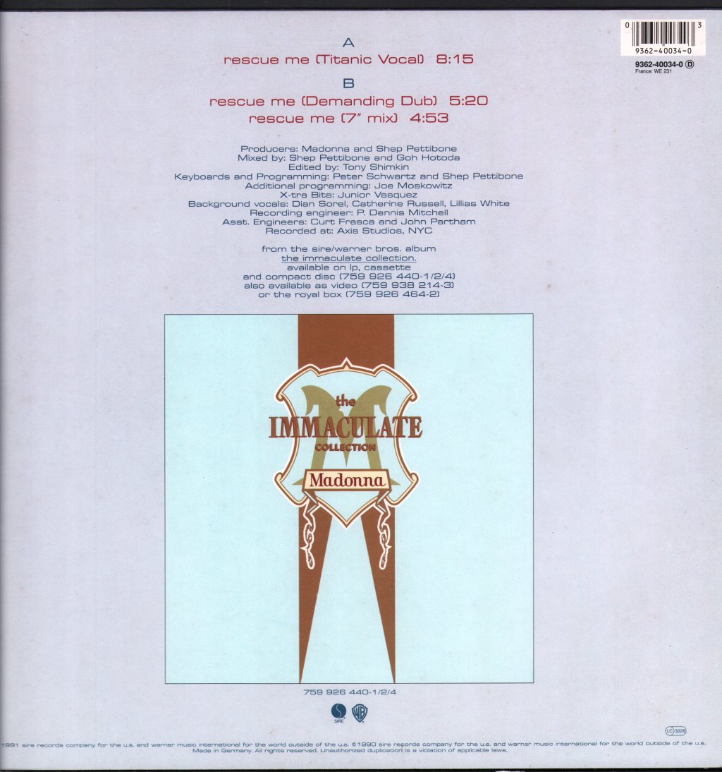Madonna - Rescue Me - 12 Inch
