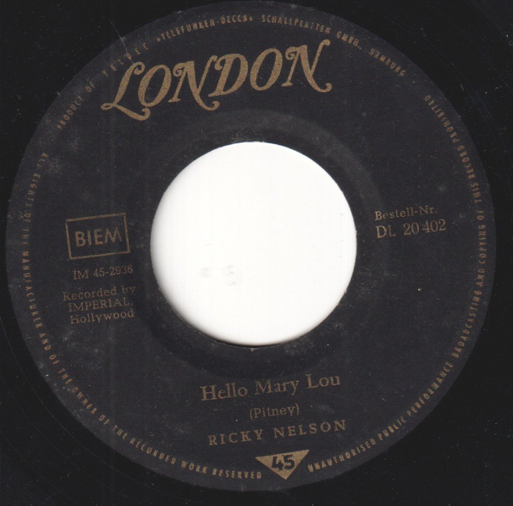Ricky Nelson - Hello Mary Lou - 7 Inch