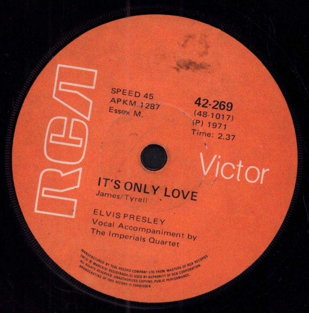 Elvis Presley - It's Only Love - 7 Inch