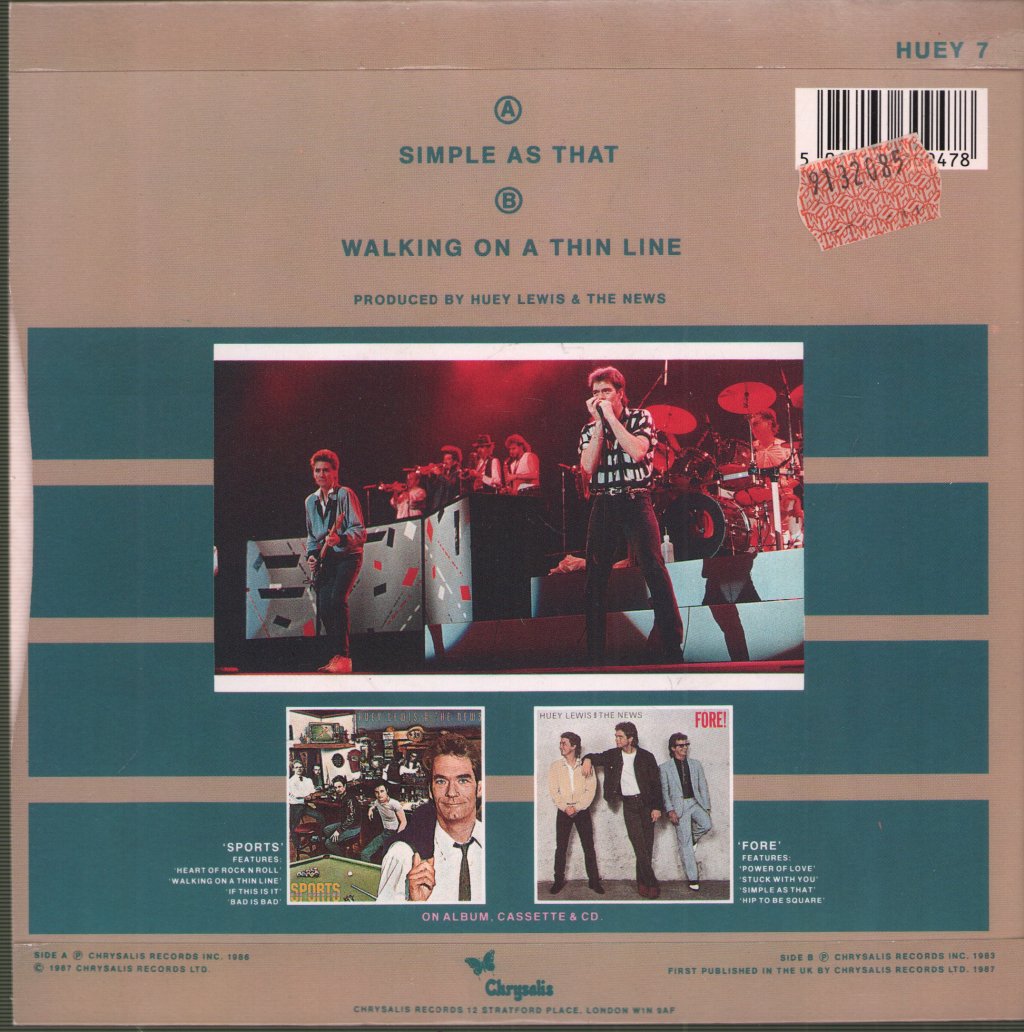 Huey Lewis And The News - Simple As That - 7 Inch