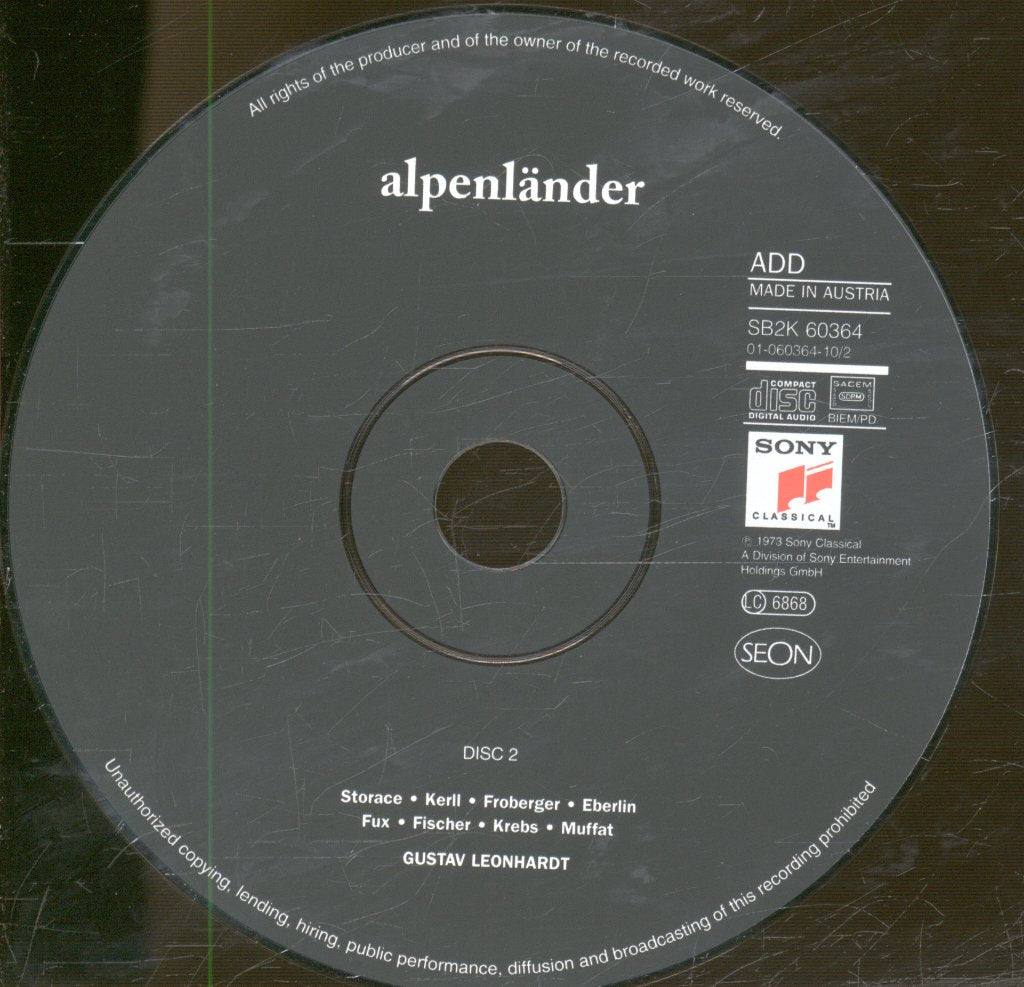 Gustav Leonhardt - Alpenländer (Die Orgel Der Renaissance- Und Barockzeit) - Double Cd