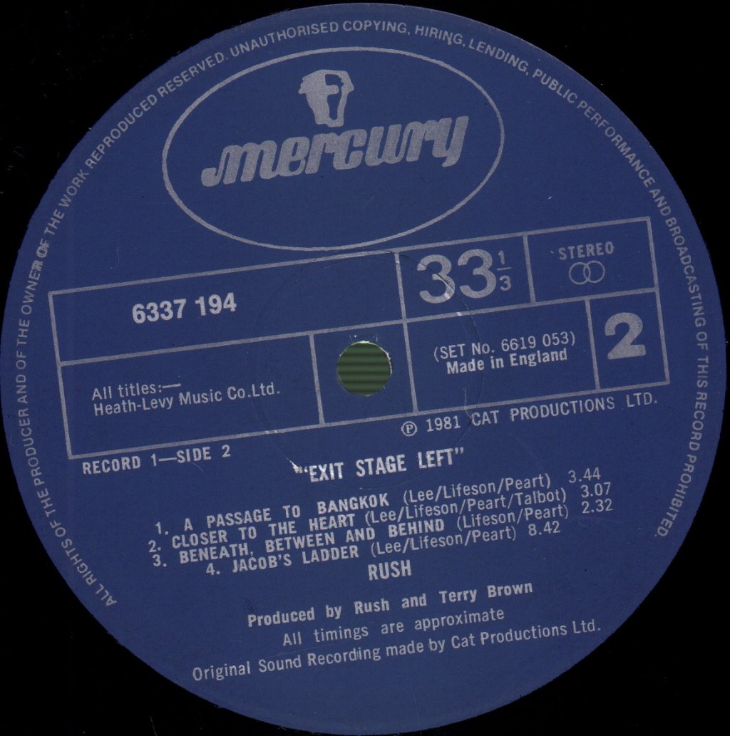 Rush - Exit Stage Left - Double Lp