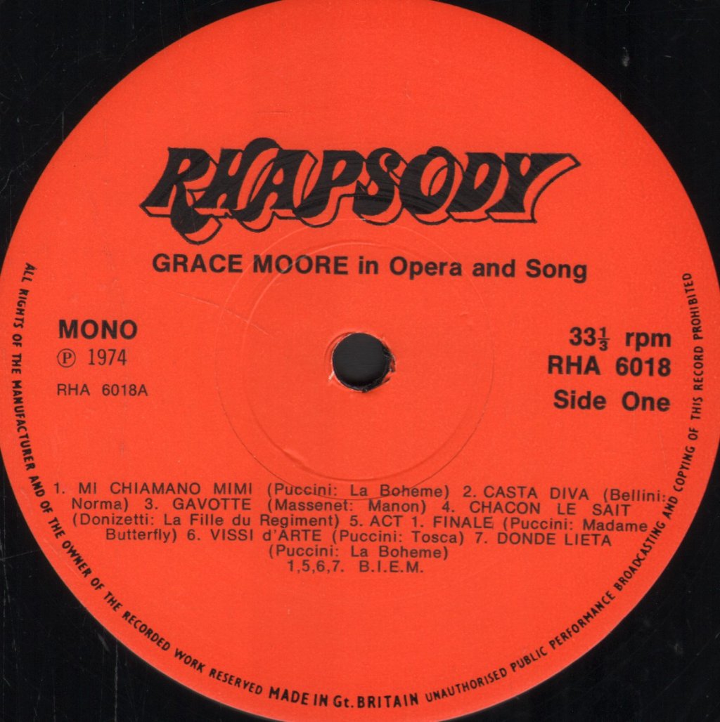 Grace Moore - In Opera And Song - Lp
