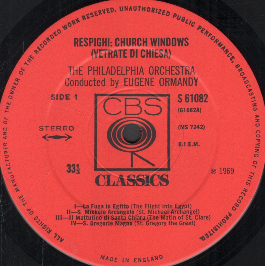 Eugene Ormandy / Philadelphia Orchestra - Respighi - Birds, Church Windows - Lp