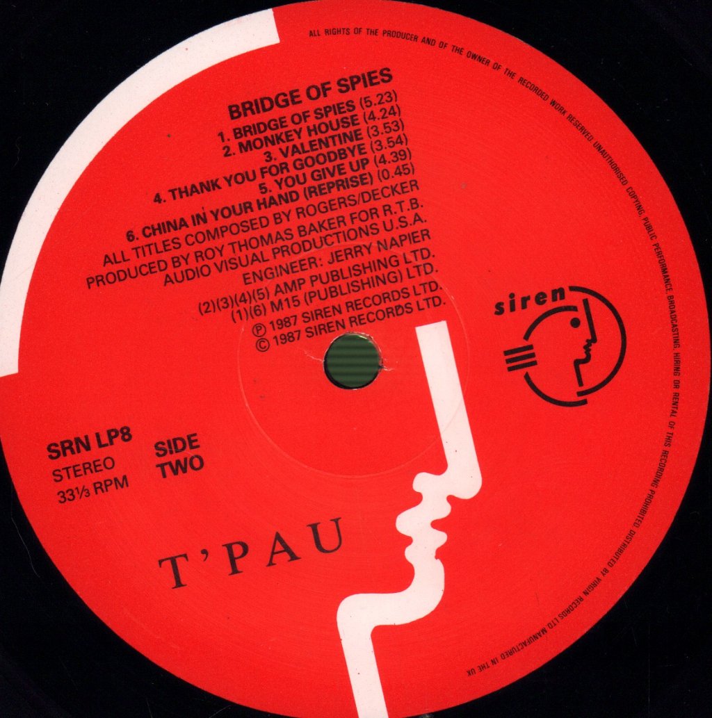 T'PAU - Bridge Of Spies - Lp