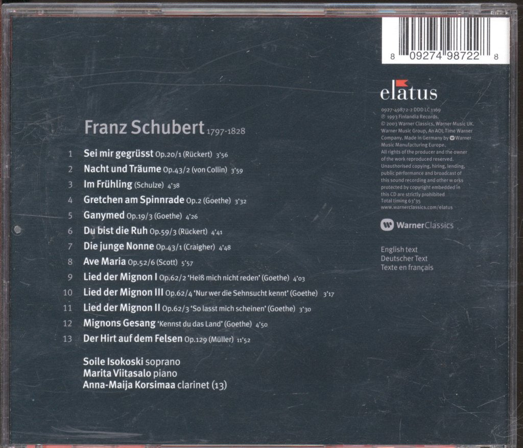 Soile Isokoski, Marita Viitasalo - Soile Isokoski - Schubert Lieder - Cd
