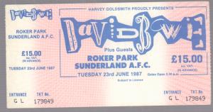 David Bowie - Roker Park 23Rd June 1987 - Ticket