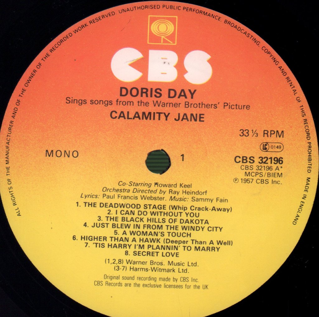 Doris Day - Sings Songs From Calamity Jane and The Pajama Game - Lp
