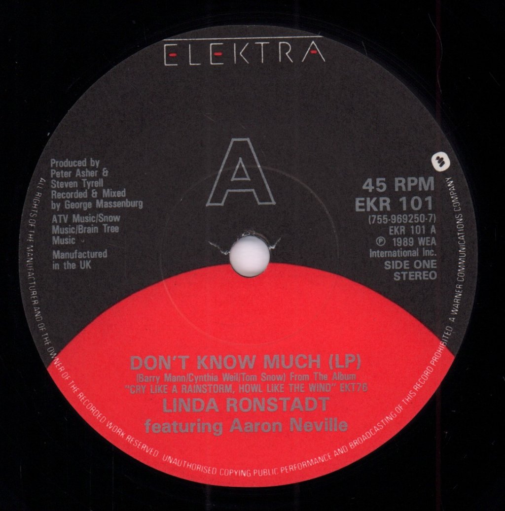 Linda Ronstadt Featuring Aaron Neville - Don't Know Much - 7 Inch