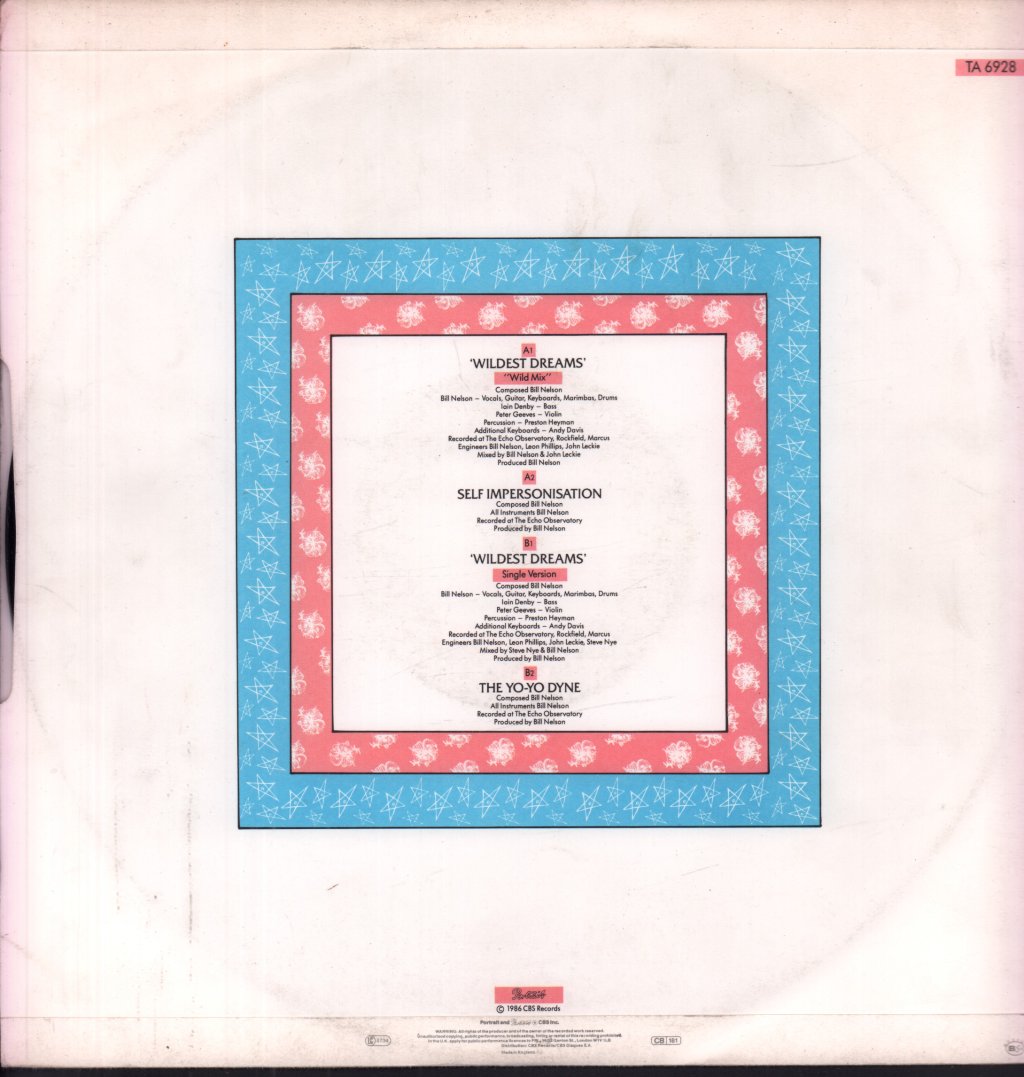 Bill Nelson - Wildest Dreams - 12 Inch
