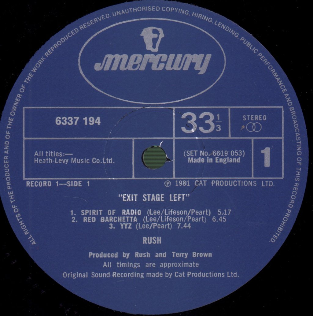 Rush - Exit Stage Left - Double Lp