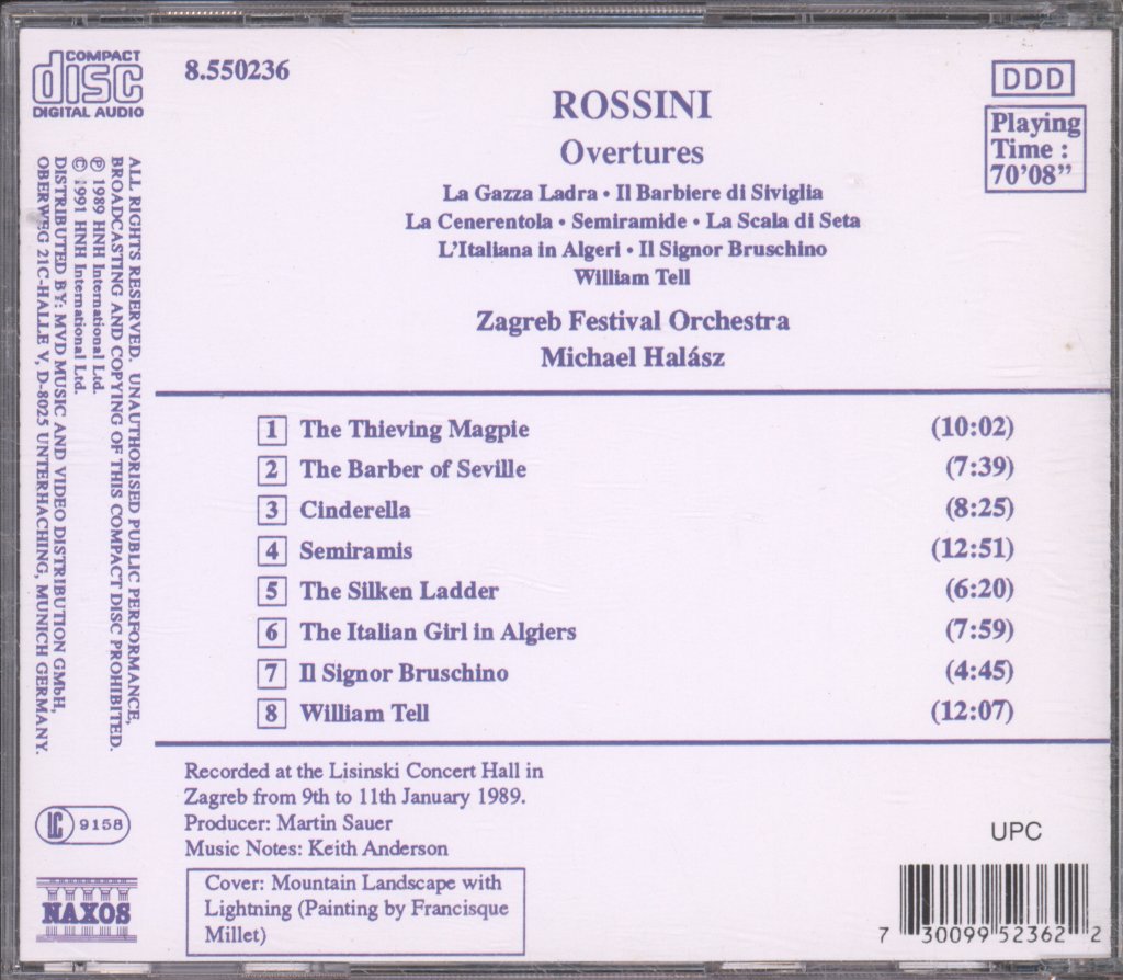Zagreb Festival Orchestra, Michael Halász - Rossini - Overtures - Cd