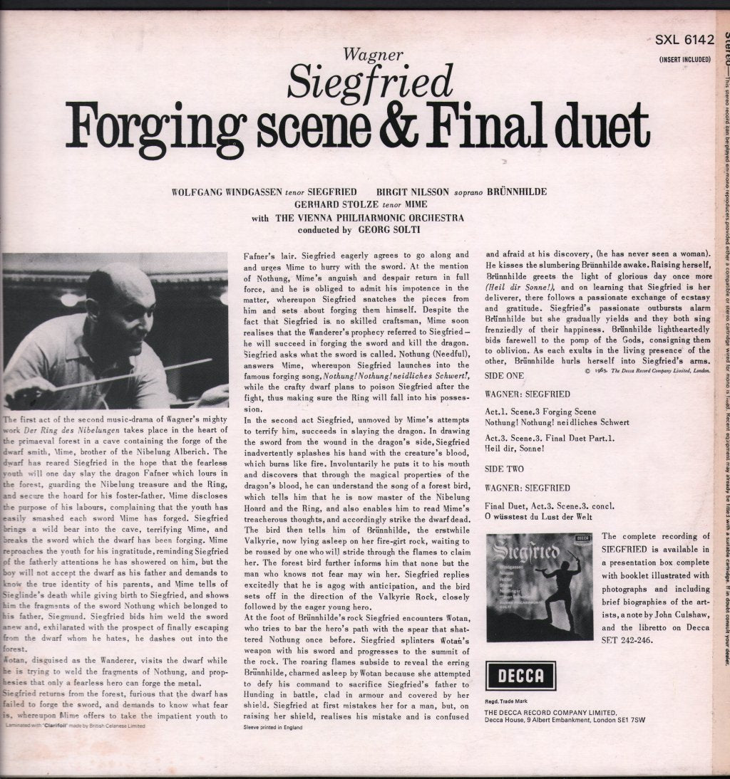 Birgit Nilsson / Wolfgang Windgassen / Vienna Philharmonic Orchestra / Georg Solti - Wagner - Siegfried - Forging Scene & Final Duet - Lp