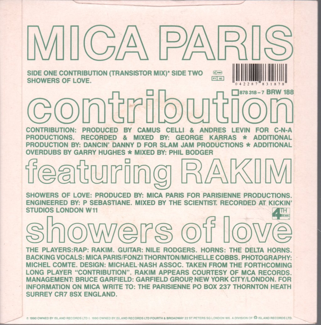 Mica Paris Featuring Rakim - Contribution - 7 Inch