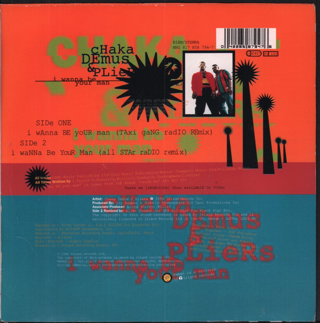 Chaka Demus And Pliers - I Wanna Be Your Man - 7 Inch