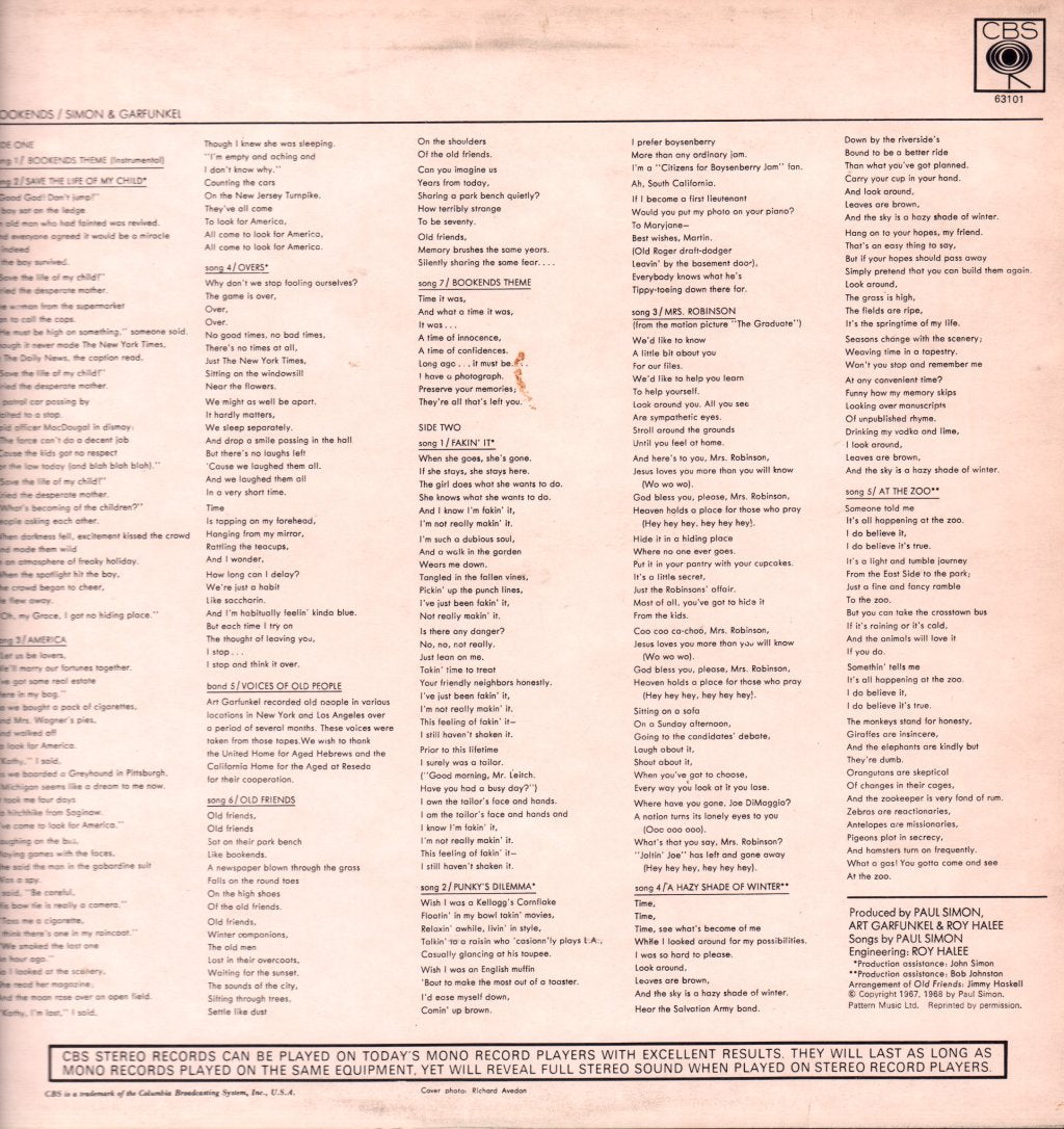 Simon & Garfunkel - Bookends - Lp