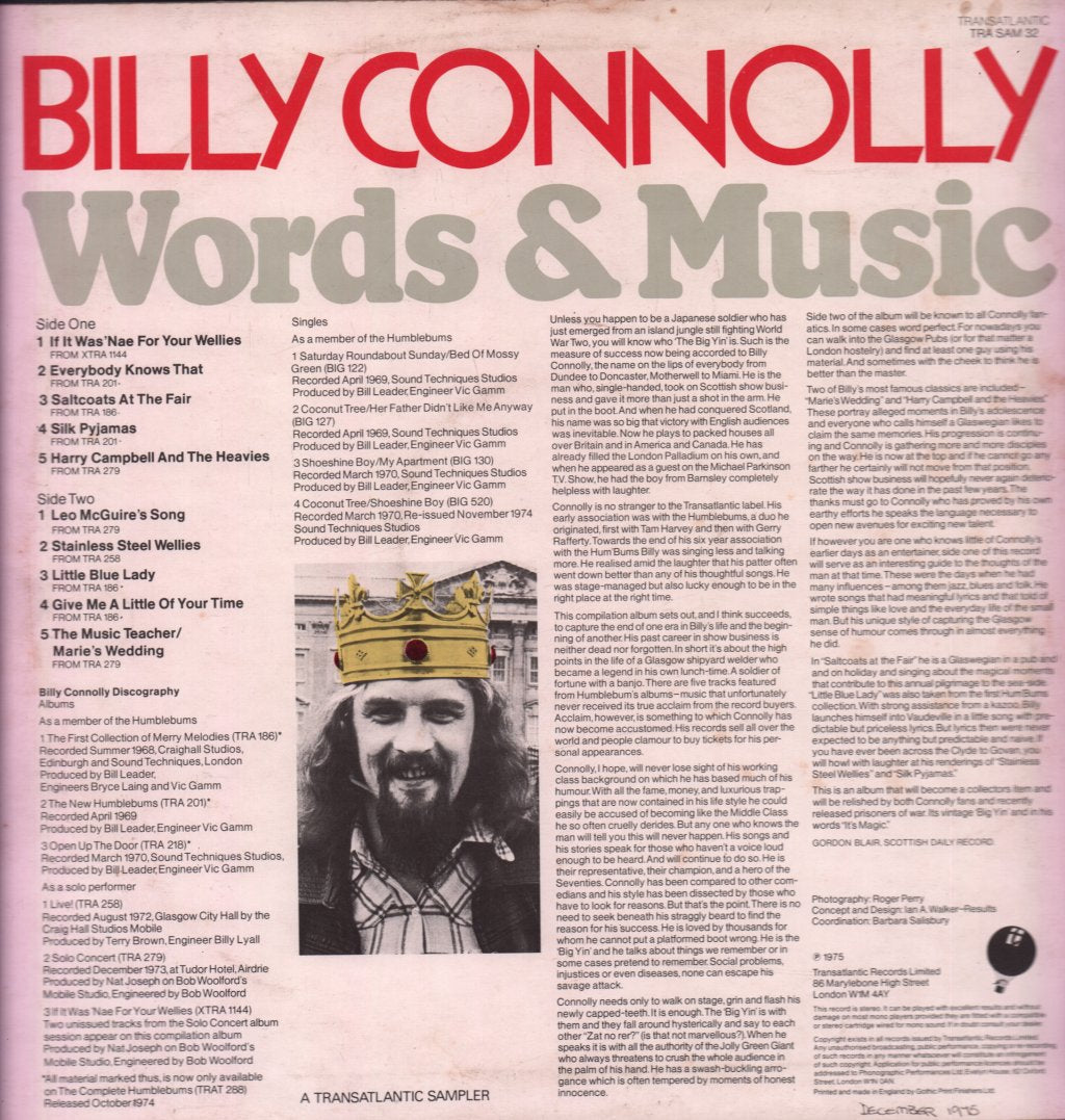 Billy Connolly - Words And Music - Lp