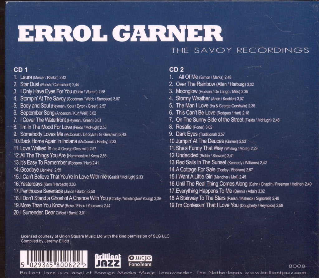 Erroll Garner - Savoy Recordings - Double Cd