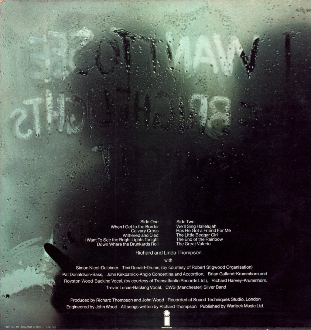 Richard & Linda Thompson - I Want To See The Bright Lights Tonight - Lp