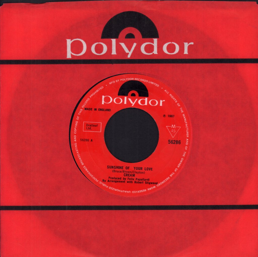 Cream - Sunshine Of Your Love - 7 Inch