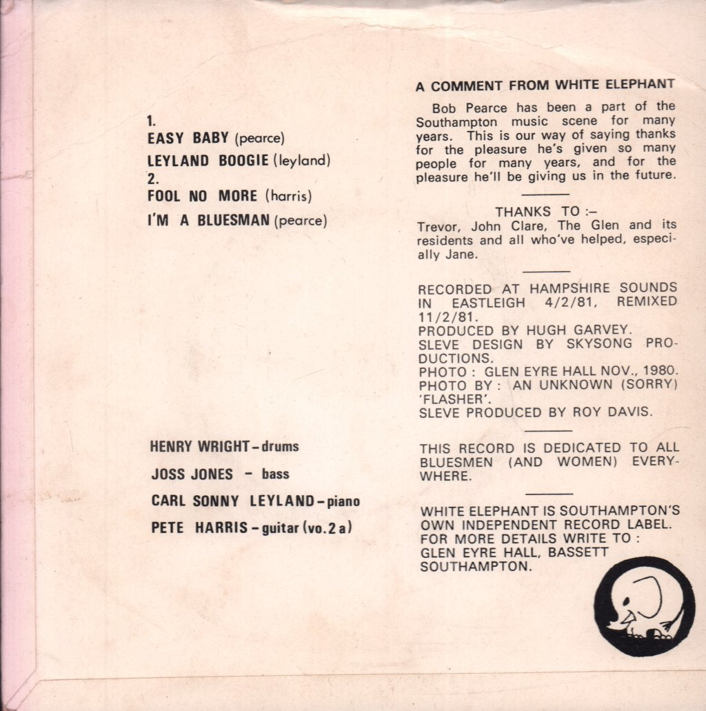 Bob Pearce Blues Band - I'm A Bluesman - 7 Inch